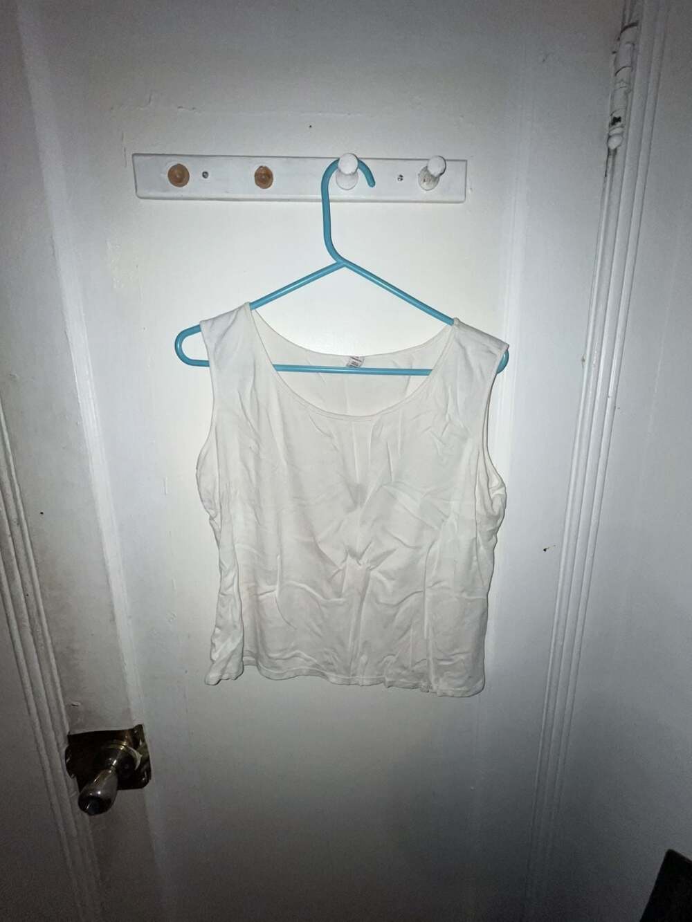 Tank Top Size 10 White Cotton Scoop Neck Sleeveless